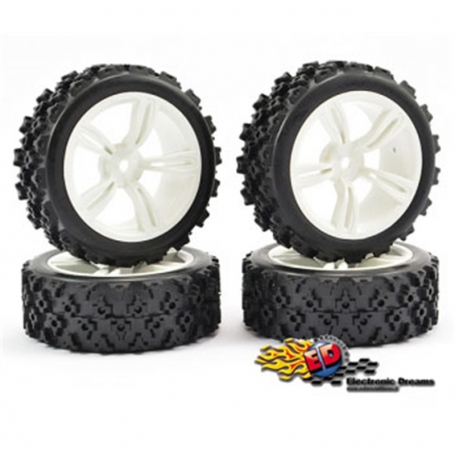 FASTRAX Gomme Strada/Rally 1/10 montate su cerchio Bianco 5 Raggi doppi (4)